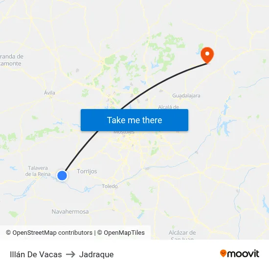 Illán De Vacas to Jadraque map