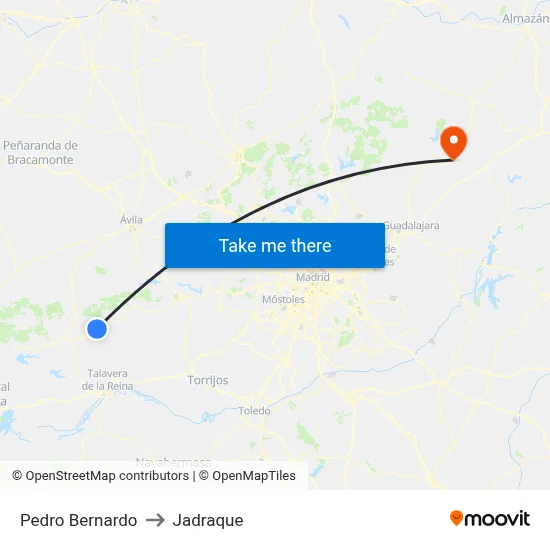 Pedro Bernardo to Jadraque map
