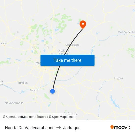 Huerta De Valdecarábanos to Jadraque map