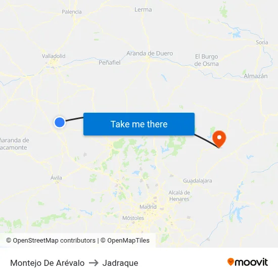 Montejo De Arévalo to Jadraque map