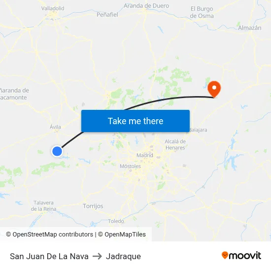 San Juan De La Nava to Jadraque map