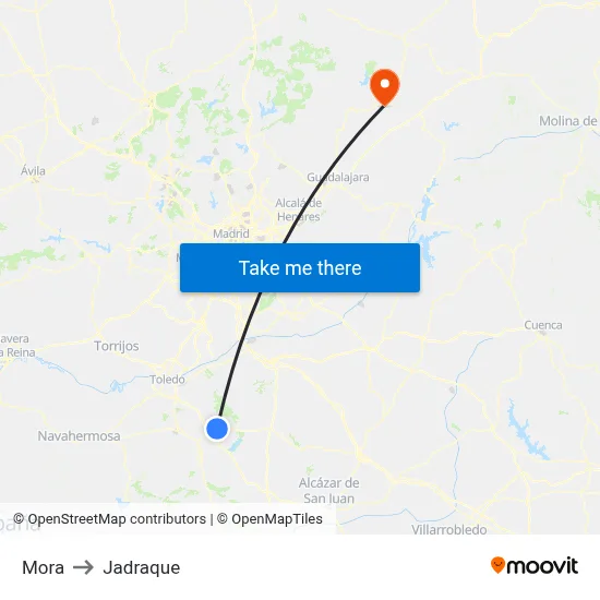 Mora to Jadraque map
