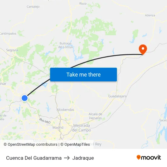 Cuenca Del Guadarrama to Jadraque map