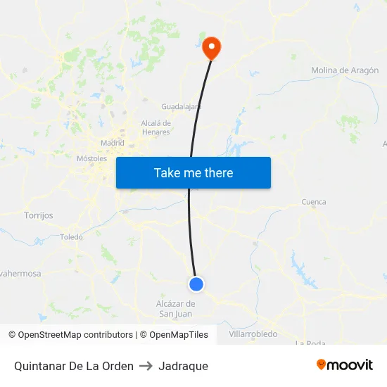 Quintanar De La Orden to Jadraque map