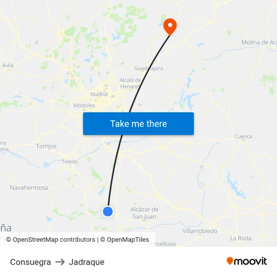 Consuegra to Jadraque map