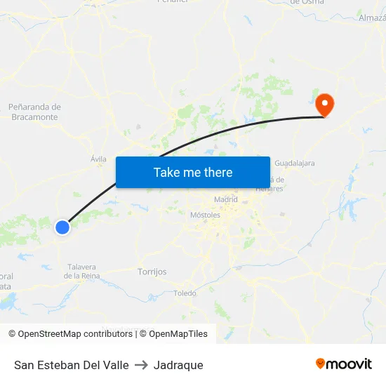 San Esteban Del Valle to Jadraque map