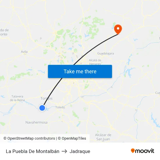 La Puebla De Montalbán to Jadraque map