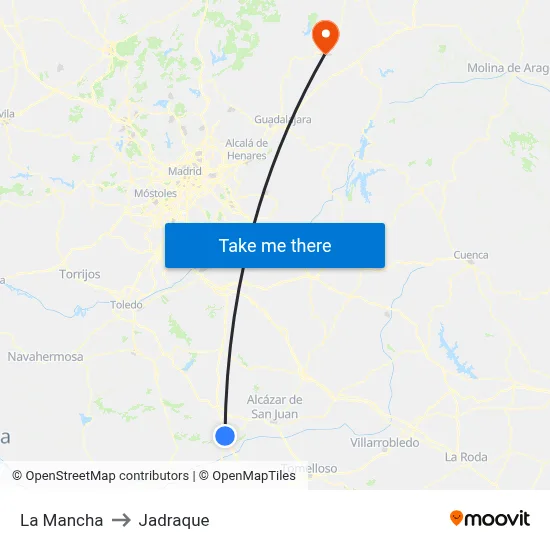 La Mancha to Jadraque map