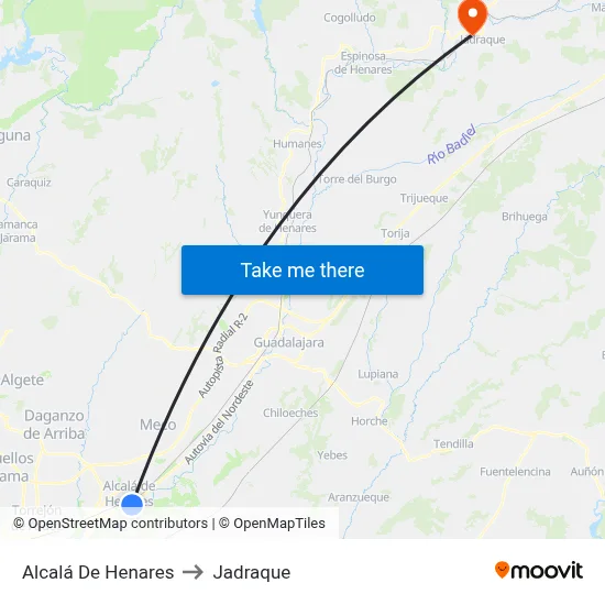 Alcalá De Henares to Jadraque map