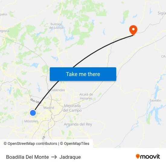 Boadilla Del Monte to Jadraque map