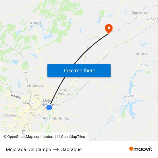 Mejorada Del Campo to Jadraque map