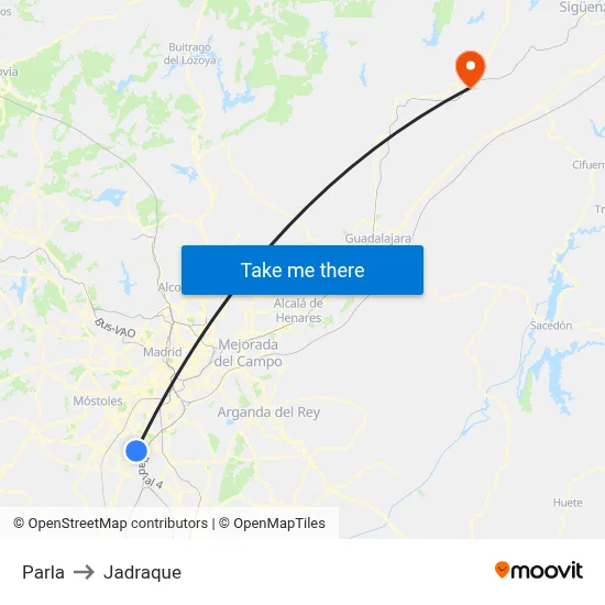 Parla to Jadraque map