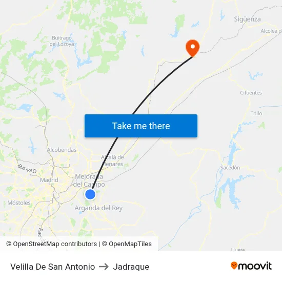 Velilla De San Antonio to Jadraque map