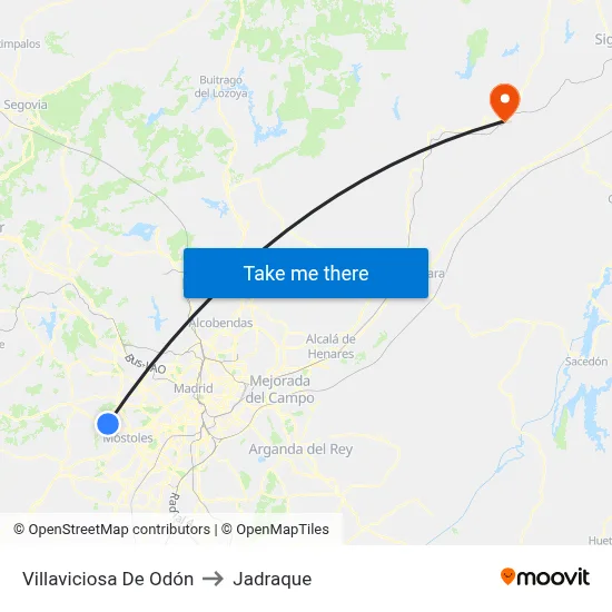 Villaviciosa De Odón to Jadraque map