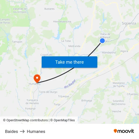 Baides to Humanes map