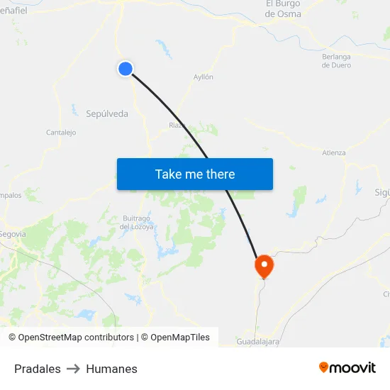 Pradales to Humanes map