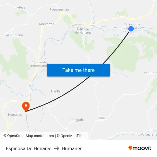 Espinosa De Henares to Humanes map