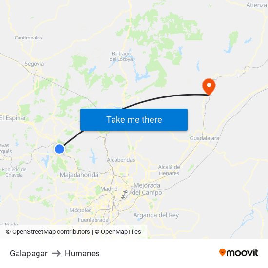 Galapagar to Humanes map