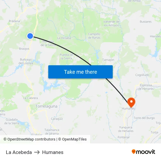 La Acebeda to Humanes map
