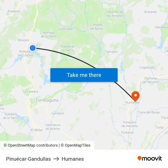 Pinuécar-Gandullas to Humanes map