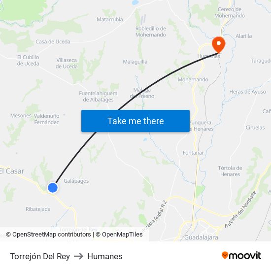 Torrejón Del Rey to Humanes map