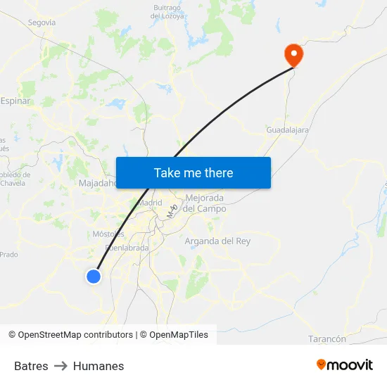 Batres to Humanes map