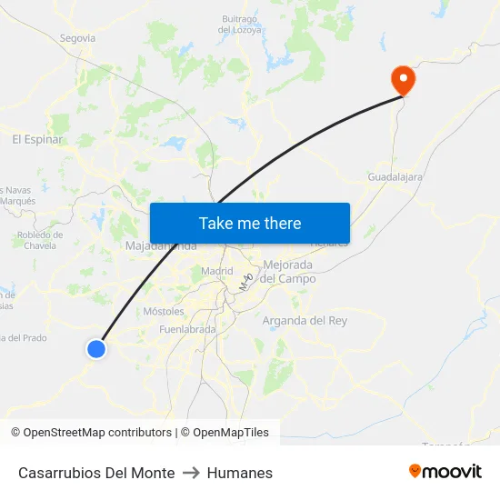 Casarrubios Del Monte to Humanes map