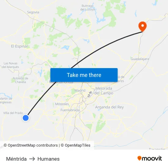 Méntrida to Humanes map