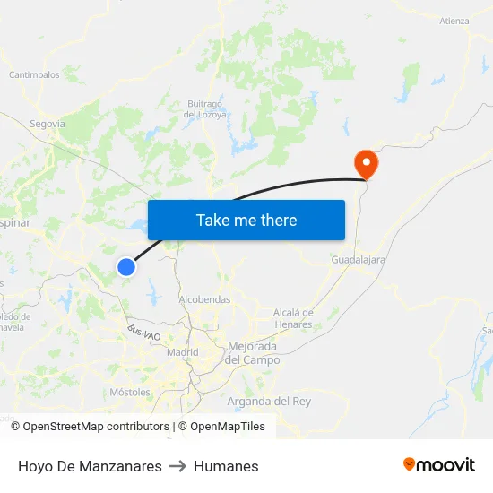 Hoyo De Manzanares to Humanes map