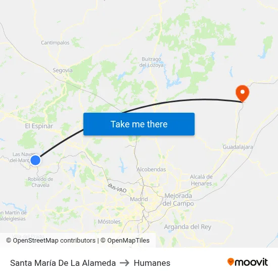 Santa María De La Alameda to Humanes map