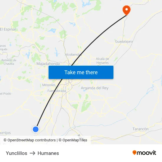Yunclillos to Humanes map