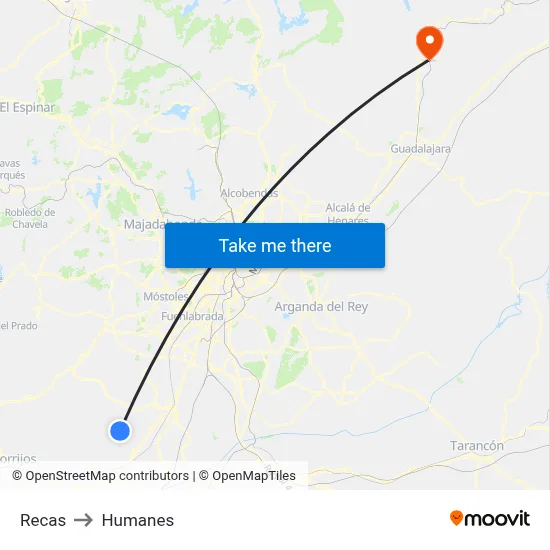 Recas to Humanes map