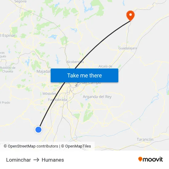 Lominchar to Humanes map