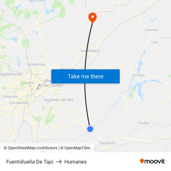 Fuentidueña De Tajo to Humanes map
