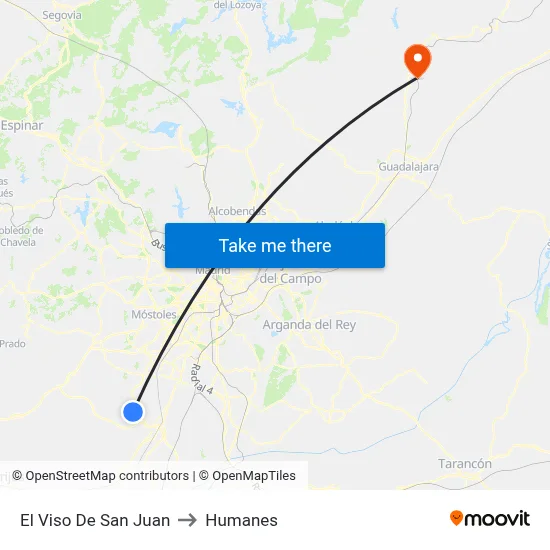 El Viso De San Juan to Humanes map