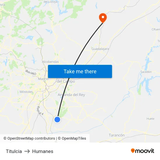 Titulcia to Humanes map