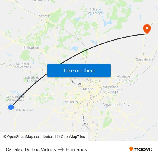 Cadalso De Los Vidrios to Humanes map