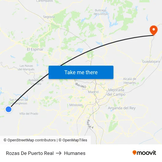 Rozas De Puerto Real to Humanes map
