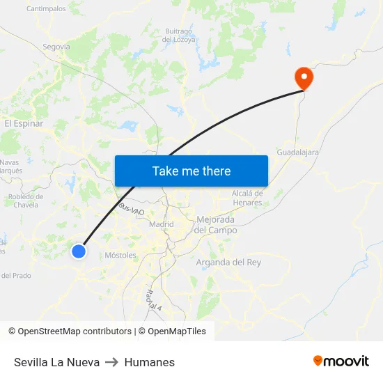Sevilla La Nueva to Humanes map