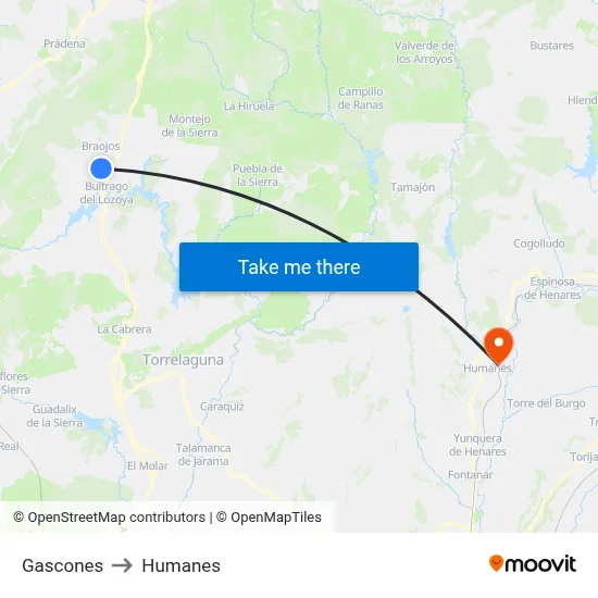 Gascones to Humanes map