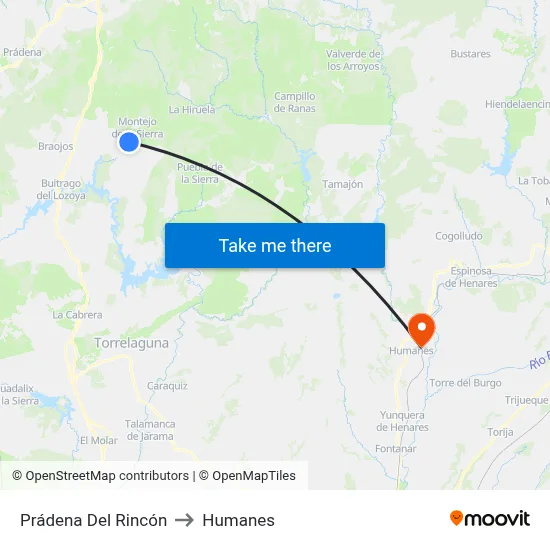 Prádena Del Rincón to Humanes map