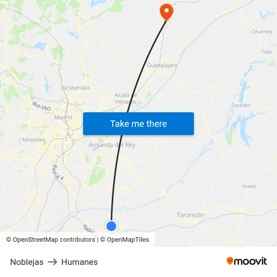 Noblejas to Humanes map