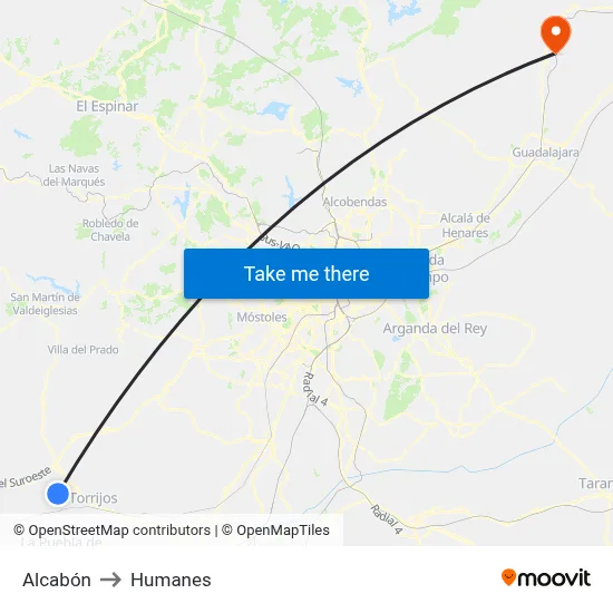 Alcabón to Humanes map