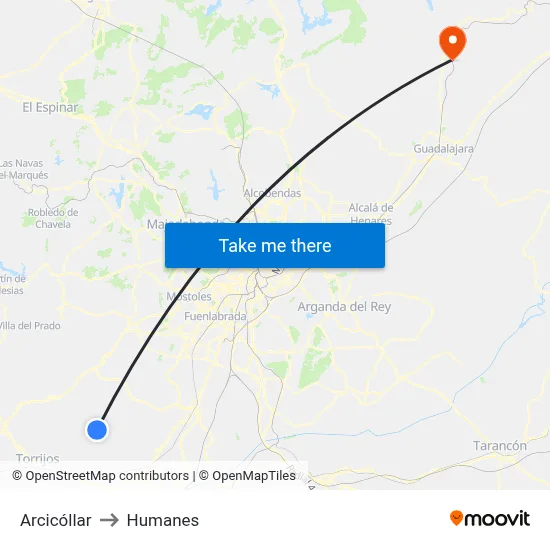 Arcicóllar to Humanes map