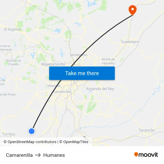 Camarenilla to Humanes map