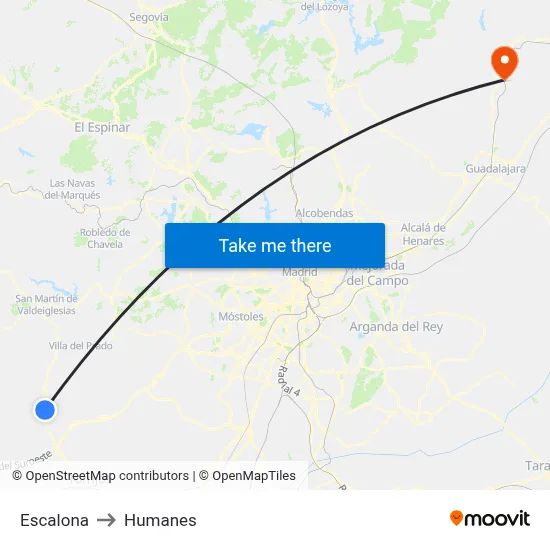 Escalona to Humanes map