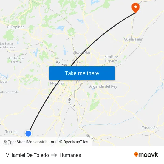 Villamiel De Toledo to Humanes map