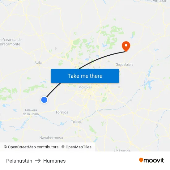 Pelahustán to Humanes map