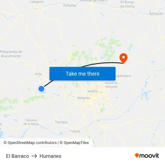 El Barraco to Humanes map