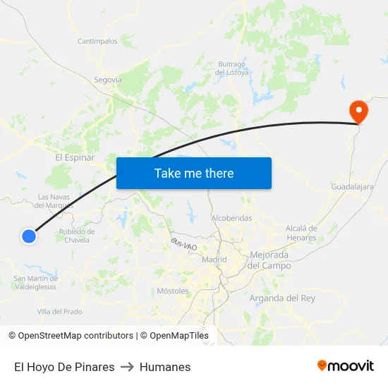 El Hoyo De Pinares to Humanes map